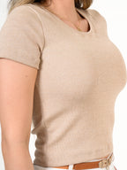 Blusa Ribbed Beige | Tejido Premium Acanalado