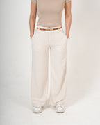 Pantalón Wide Leg Crema | Diseño Premium Tiro Alto