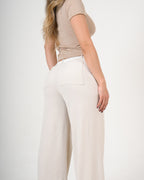 Pantalón Wide Leg Crema | Diseño Premium Tiro Alto