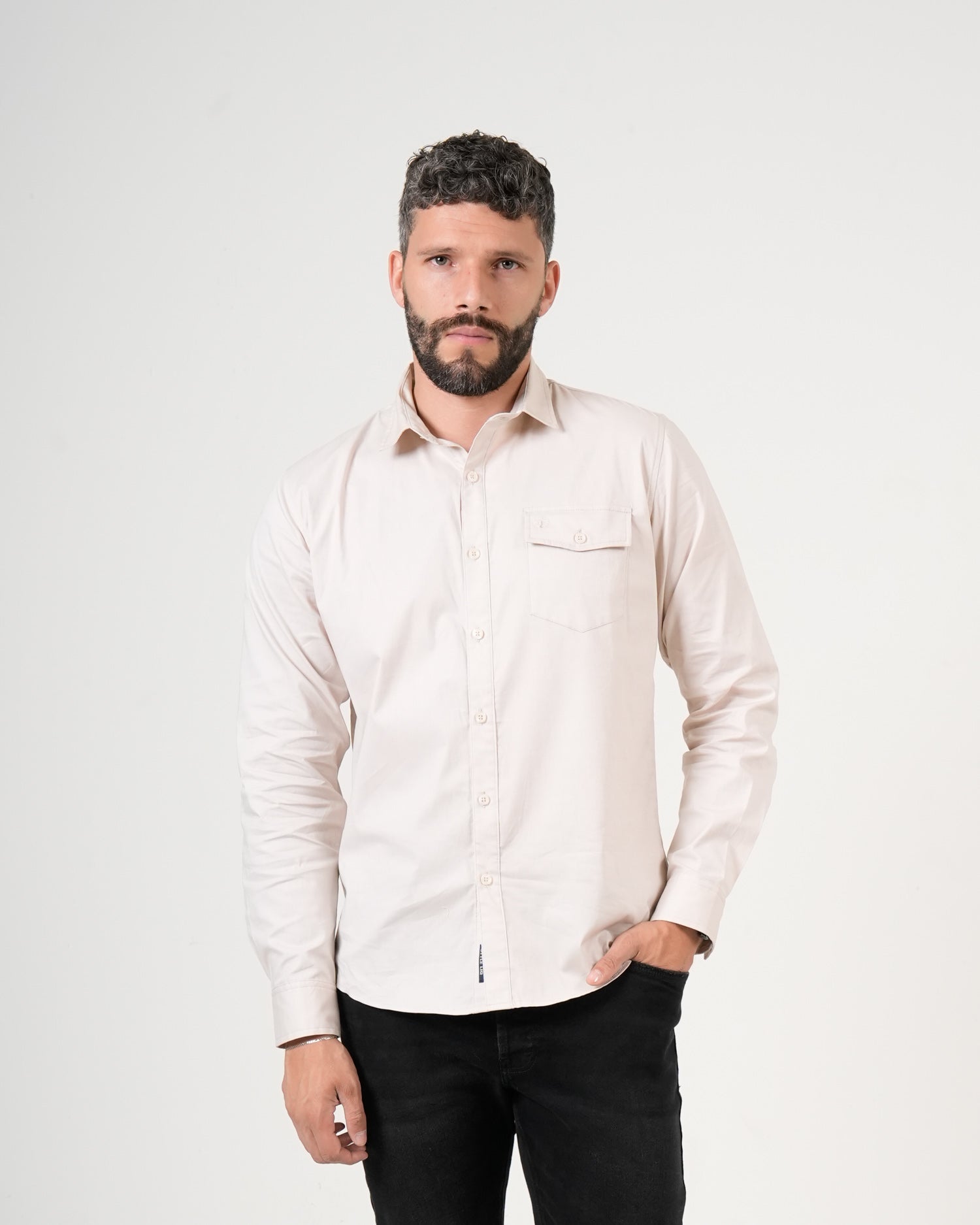 Camisa de Manga Larga Crema | Diseño Premium Clásico