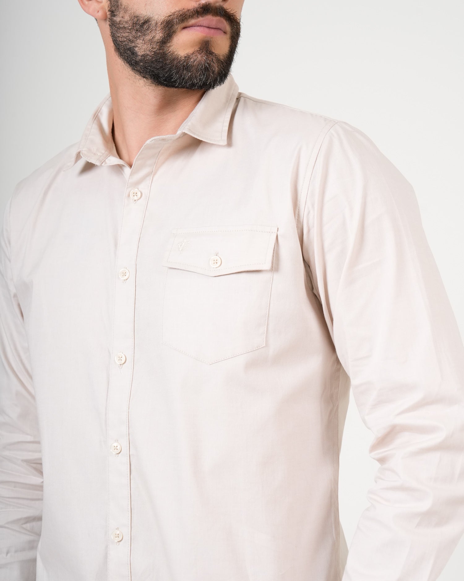 Camisa de Manga Larga Crema | Diseño Premium Clásico