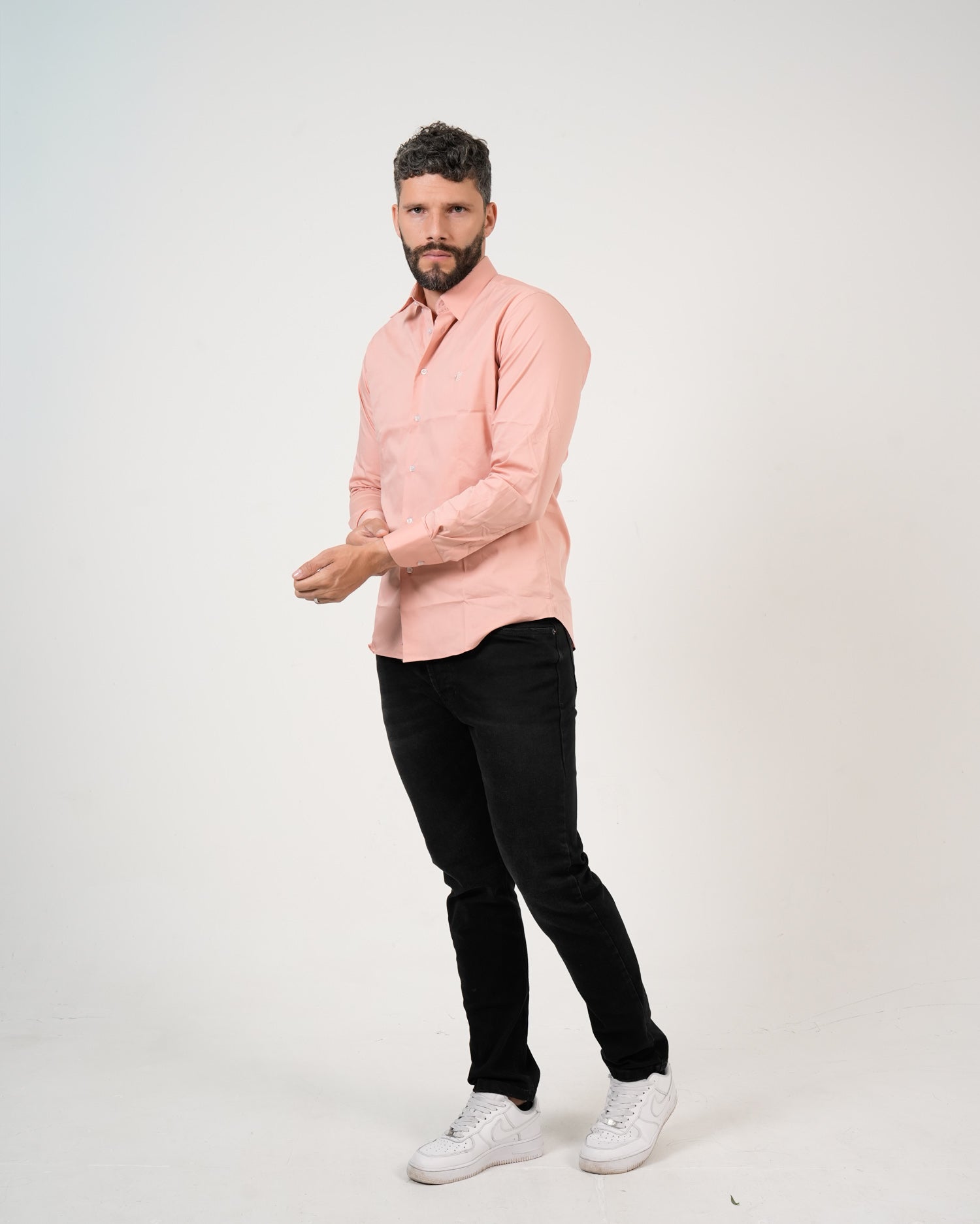 Camisa Rosa Salmón Manga Larga | Algodón Premium Clásico