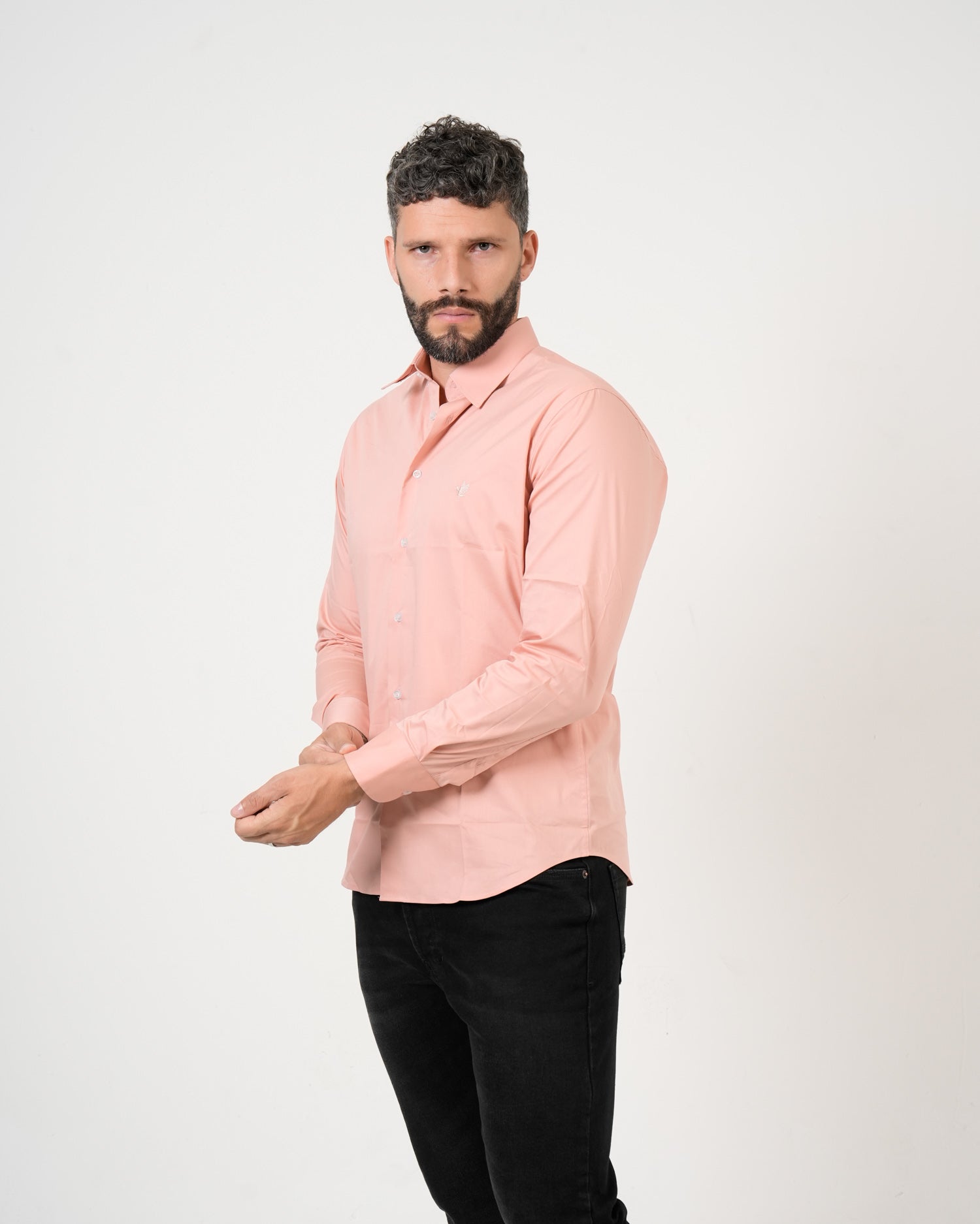 Camisa Rosa Salmón Manga Larga | Algodón Premium Clásico