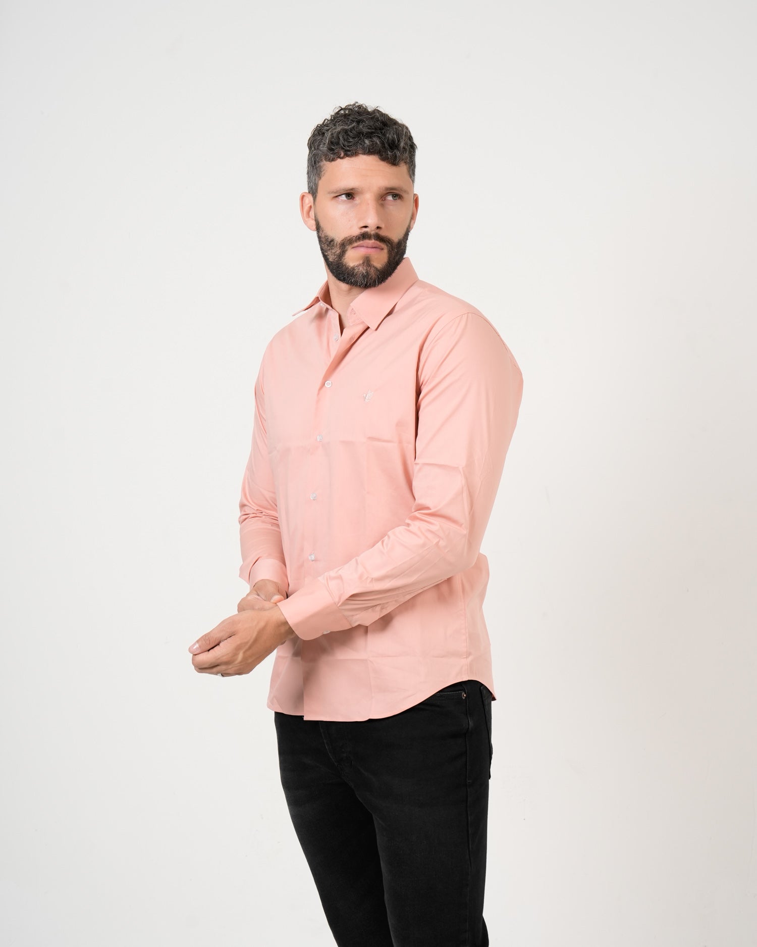 Camisa Rosa Salmón Manga Larga | Algodón Premium Clásico