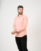 Camisa Coral Cuadriculada Manga Larga | Algodón Premium