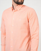 Camisa Coral Cuadriculada Manga Larga | Algodón Premium