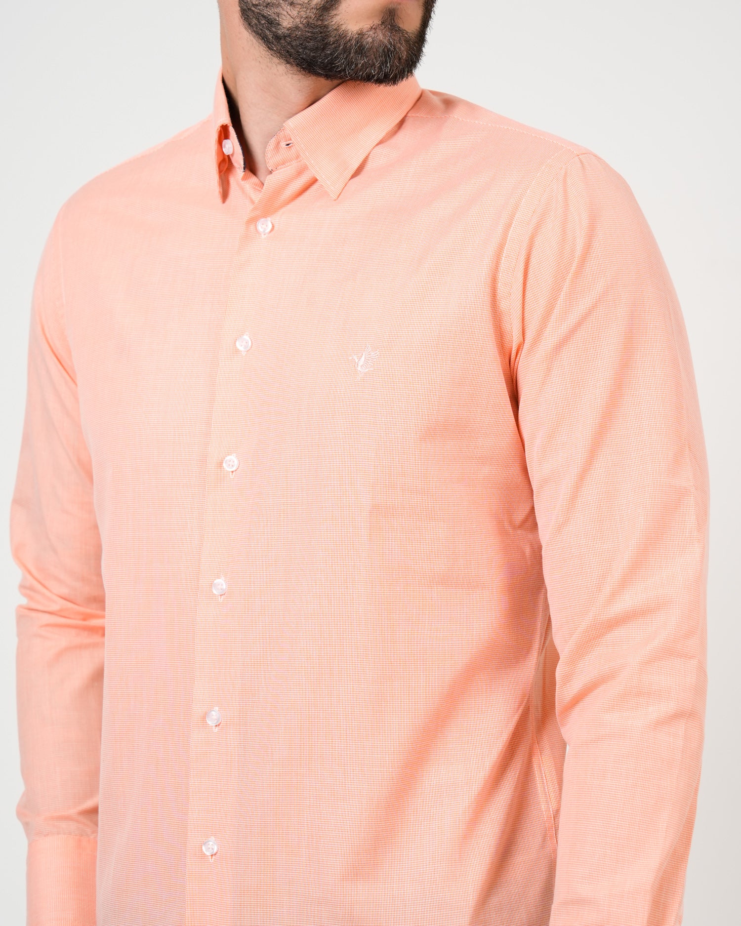 Camisa Coral Cuadriculada Manga Larga | Algodón Premium