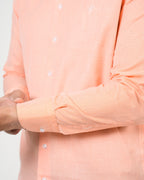 Camisa Coral Cuadriculada Manga Larga | Algodón Premium