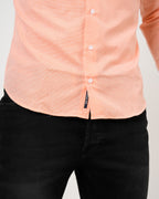 Camisa Coral Cuadriculada Manga Larga | Algodón Premium