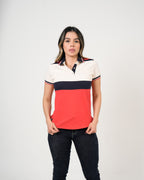 Polo Color Block Crema Marino Coral | Algodón Premium