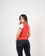 Polo Color Block Crema Marino Coral | Algodón Premium