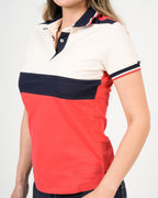 Polo Color Block Crema Marino Coral | Algodón Premium