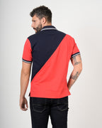 Polo Color Block Marino Coral | Algodón Premium