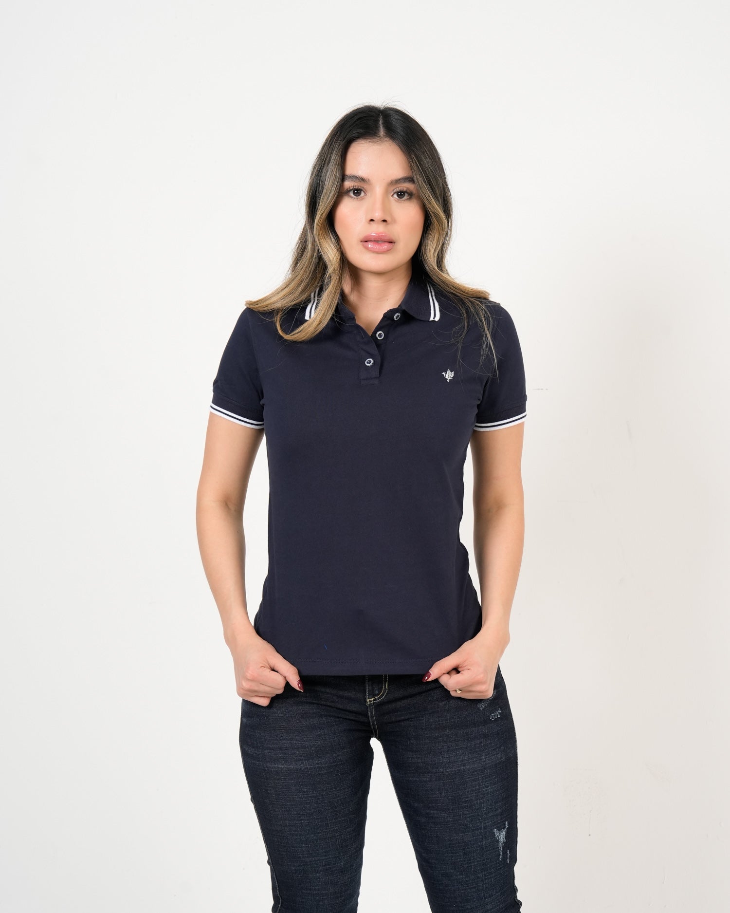 Polo Femenino Manga Corta | Algodón Premium con Ribete Blanco