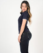 Polo Femenino Manga Corta | Algodón Premium con Ribete Blanco
