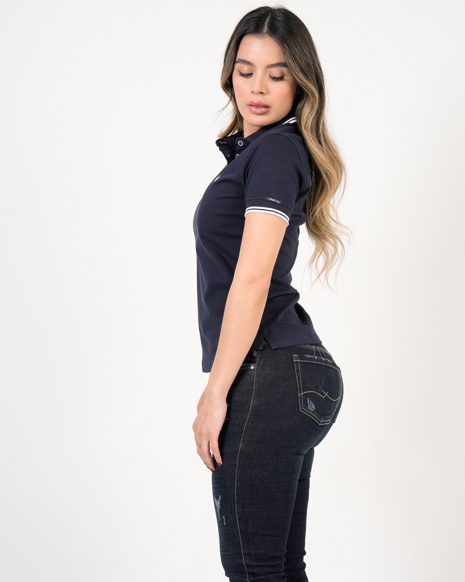 Polo Femenino Manga Corta | Algodón Premium con Ribete Blanco