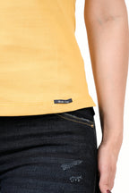 Polo Femenino Manga Corta | Algodón Premium Amarillo con Ribete Negro