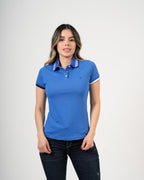 Polo Femenino Manga Corta | Algodón Premium Azul Royal con Ribete