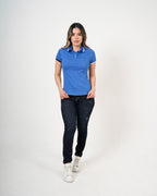 Polo Femenino Manga Corta | Algodón Premium Azul Royal con Ribete