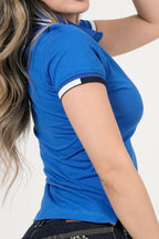 Polo Femenino Manga Corta | Algodón Premium Azul Royal con Ribete
