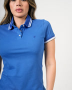 Polo Femenino Manga Corta | Algodón Premium Azul Royal con Ribete