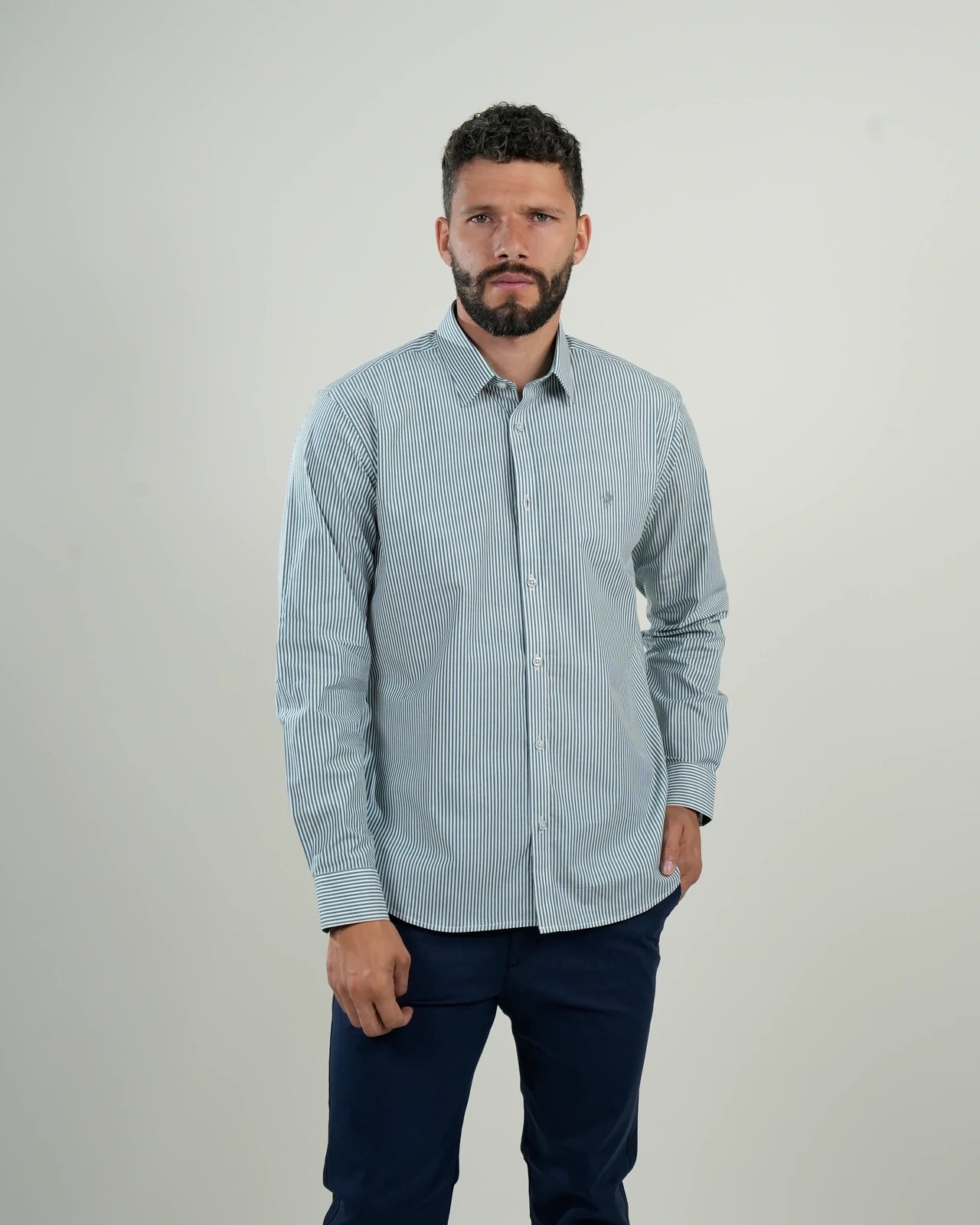 Camisa Oxford Rayas Verde