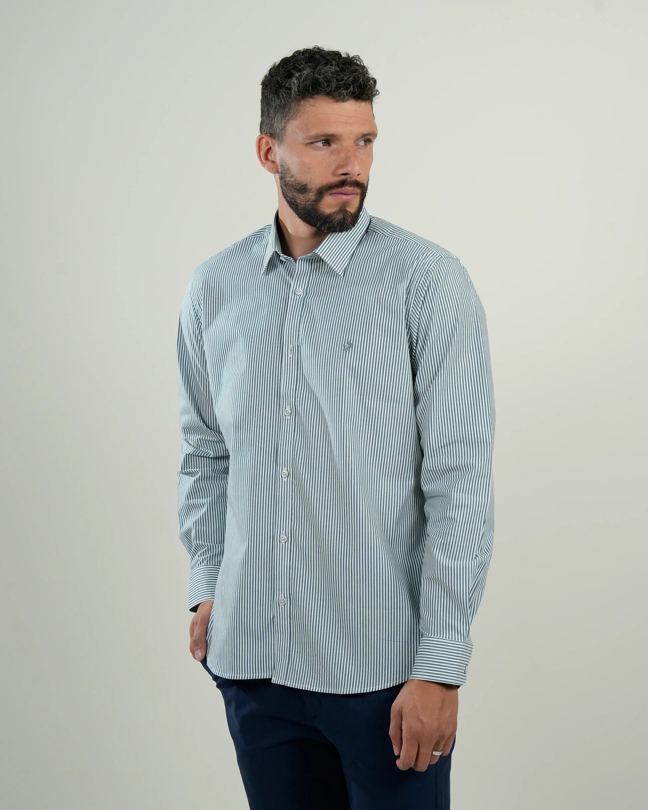 Camisa Oxford Rayas Verde