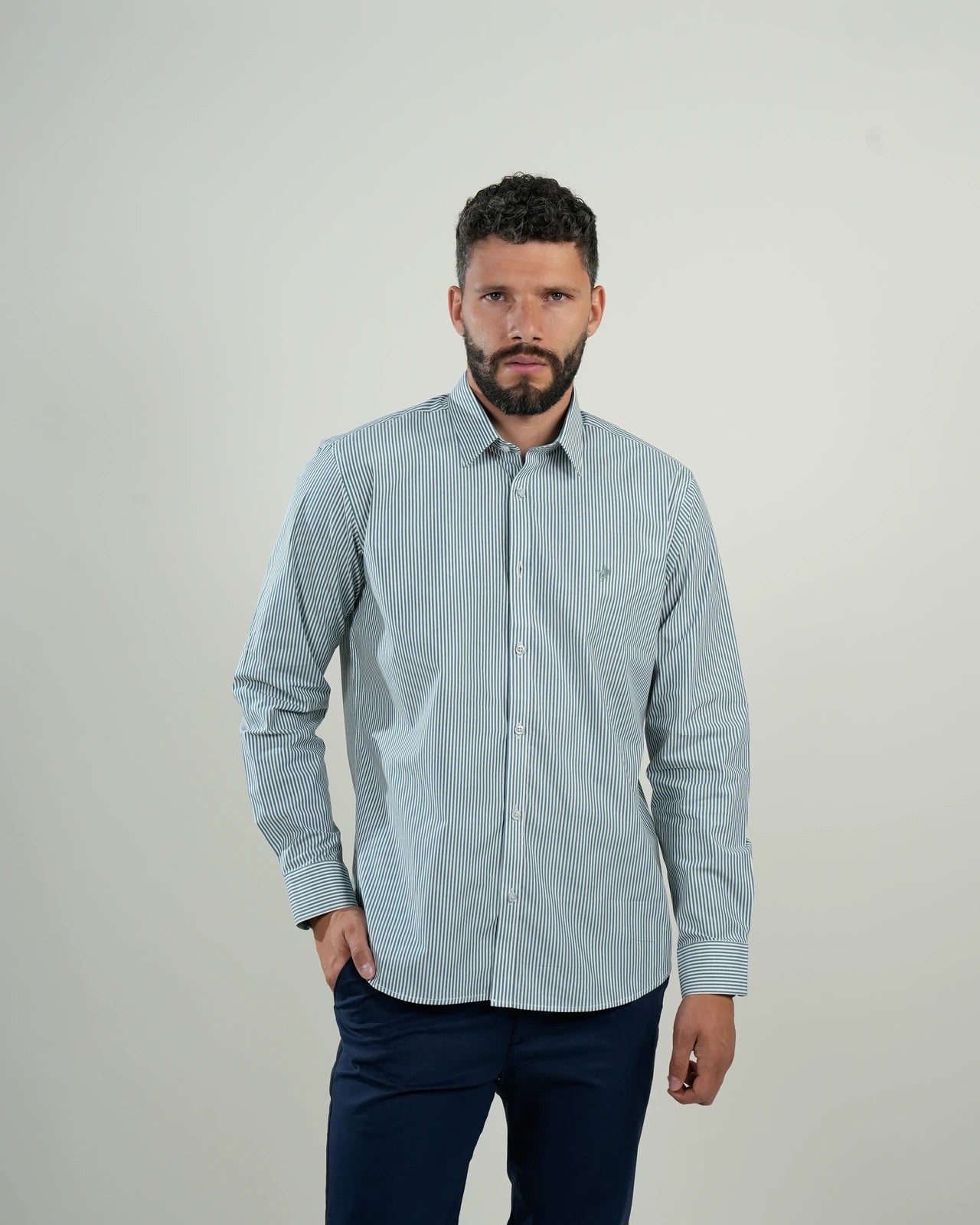 Camisa Oxford Rayas Verde