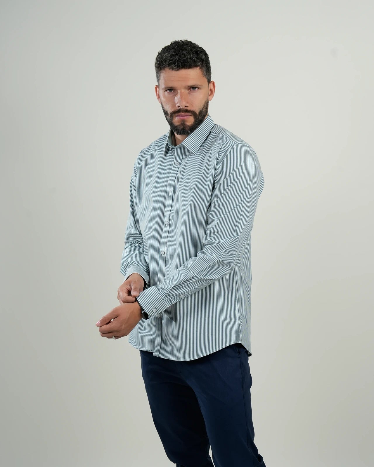 Camisa Oxford Rayas Verde