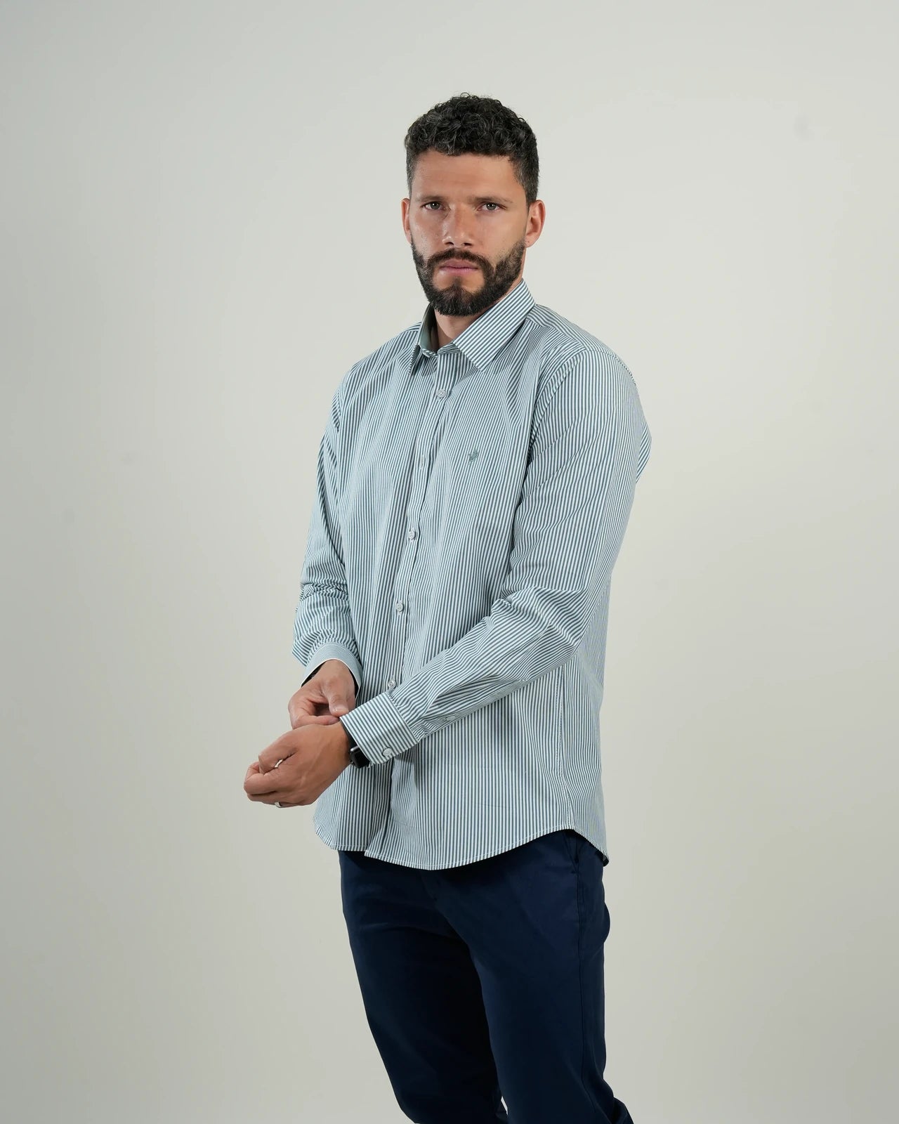 Camisa Oxford Rayas Verde