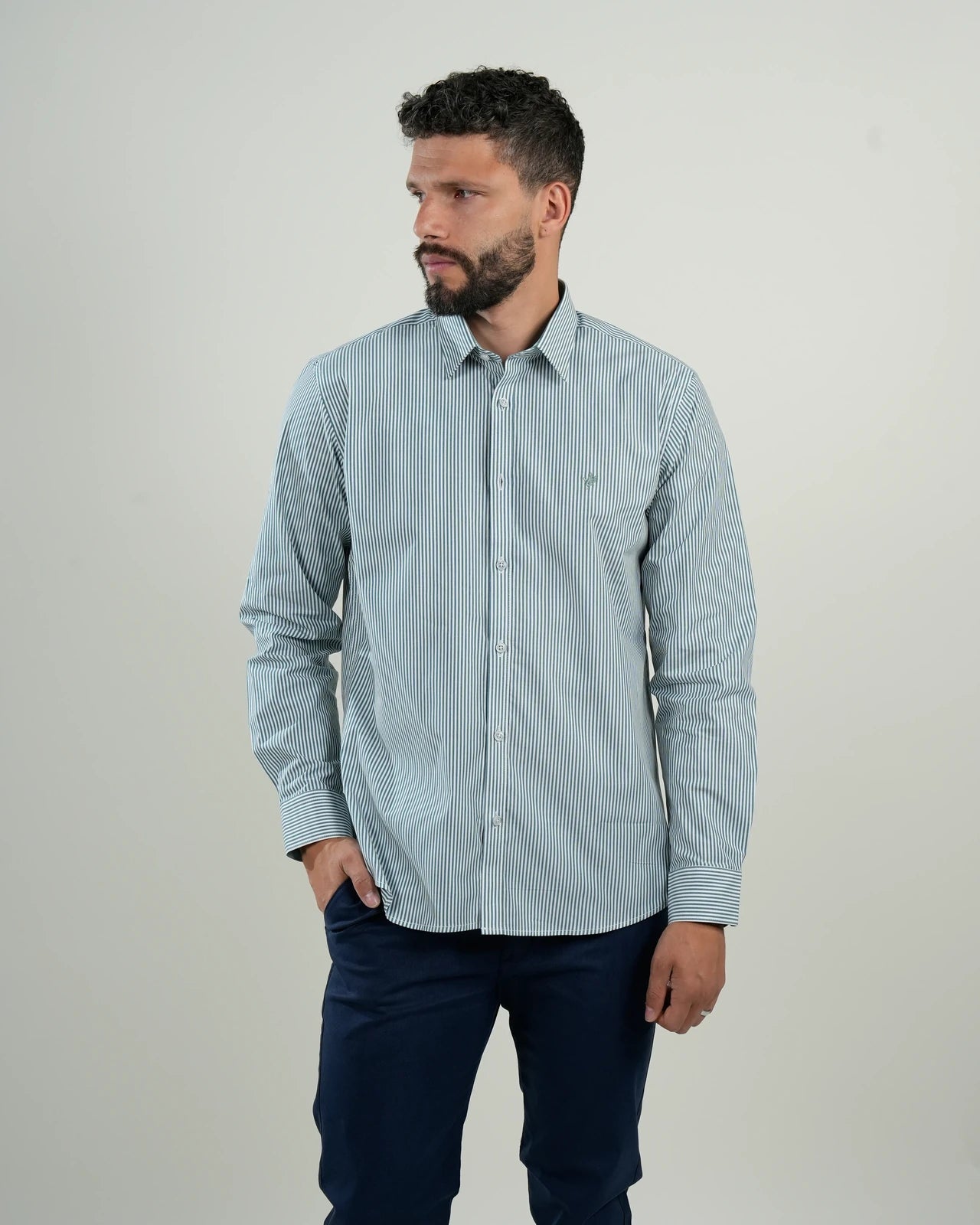 Camisa Oxford Rayas Verde