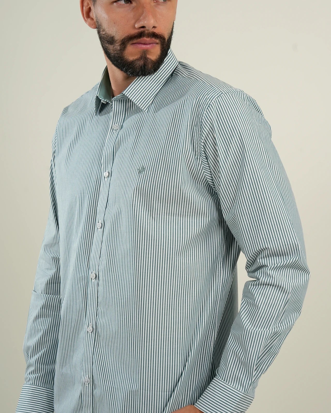 Camisa Oxford Rayas Verde