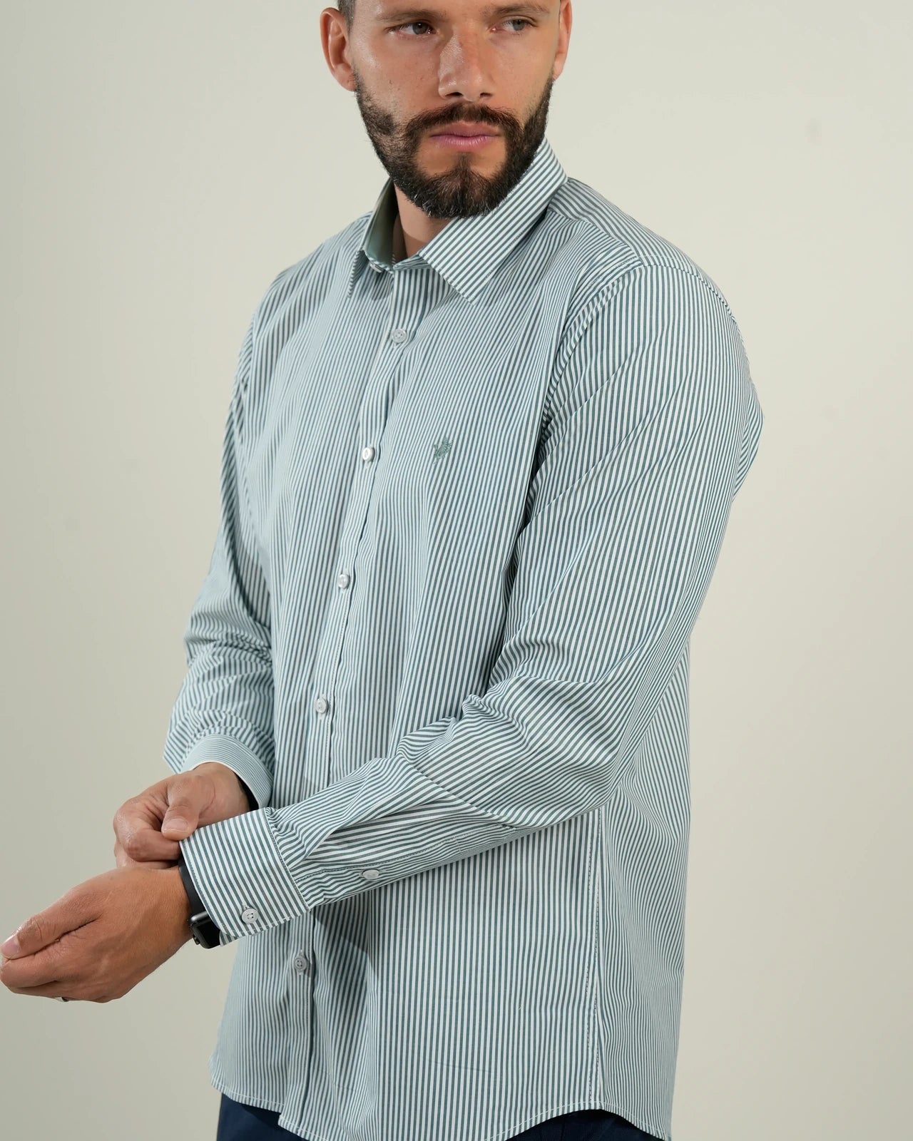 Camisa Oxford Rayas Verde