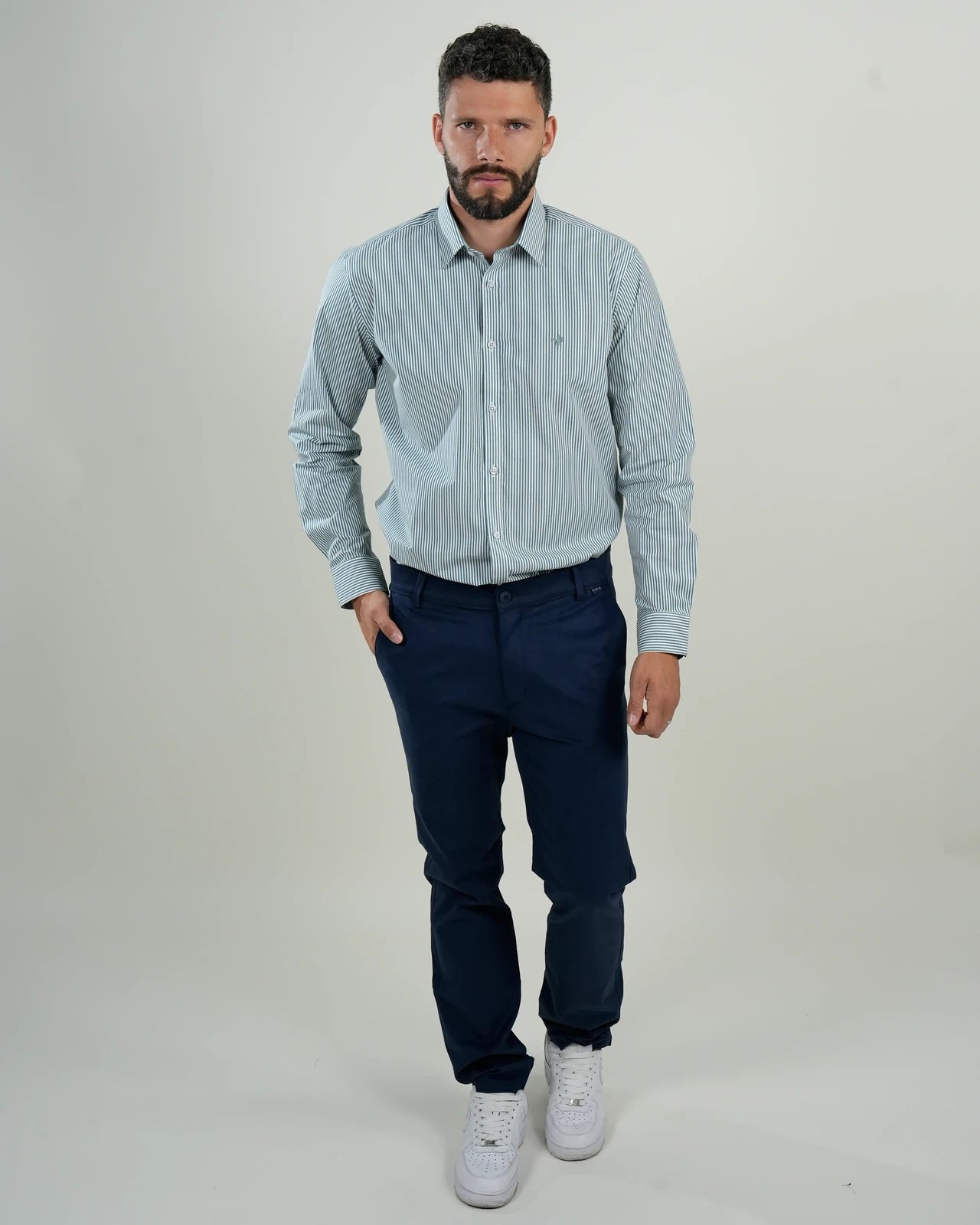 Camisa Oxford Rayas Verde