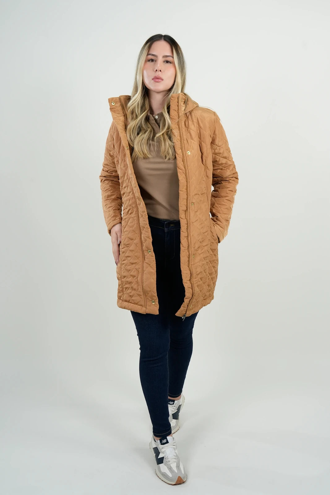 Chaqueta Acolchada Mujer Camel