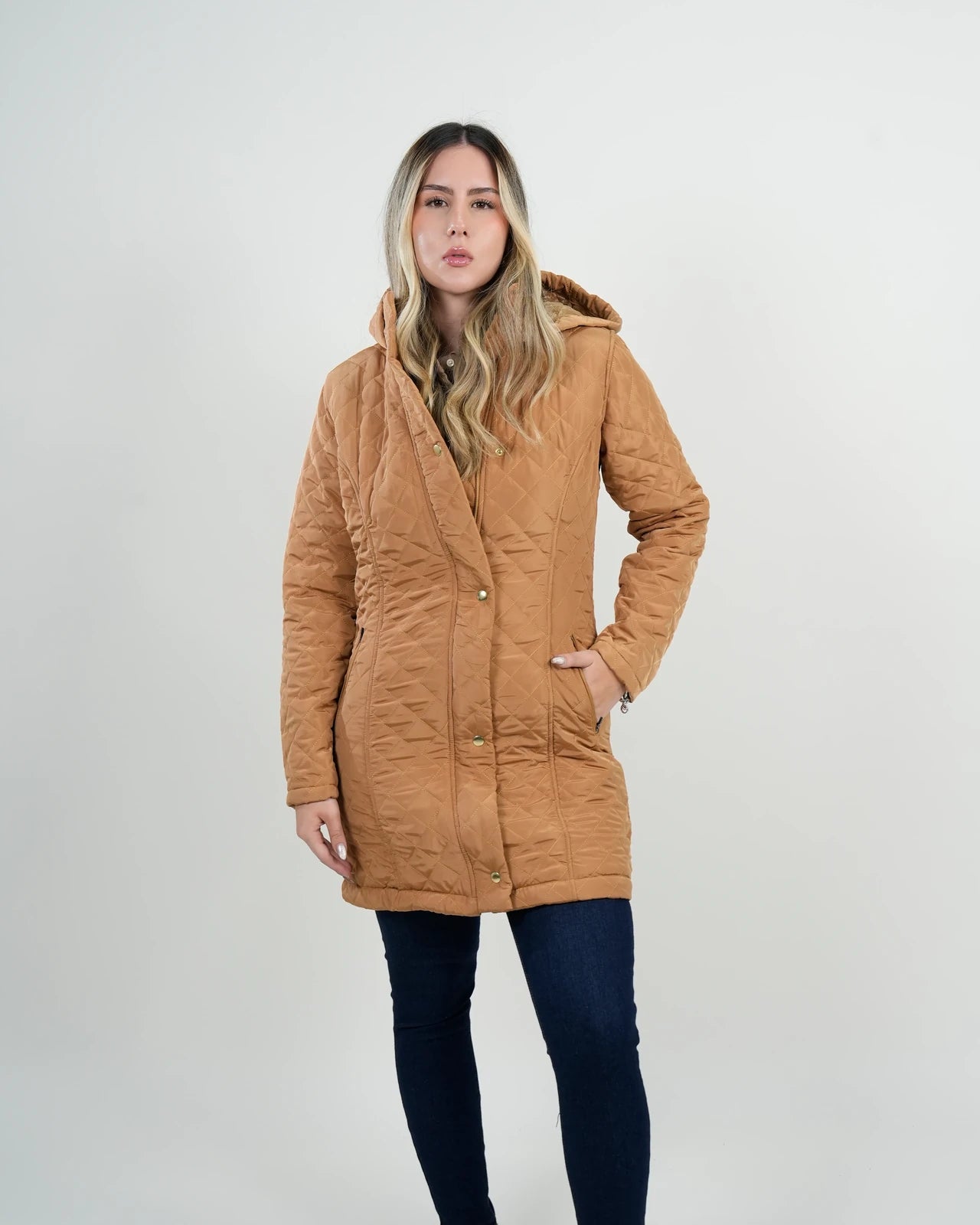 Chaqueta Acolchada Mujer Camel