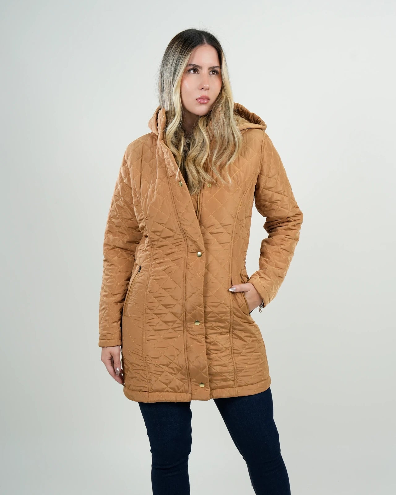 Chaqueta Acolchada Mujer Camel