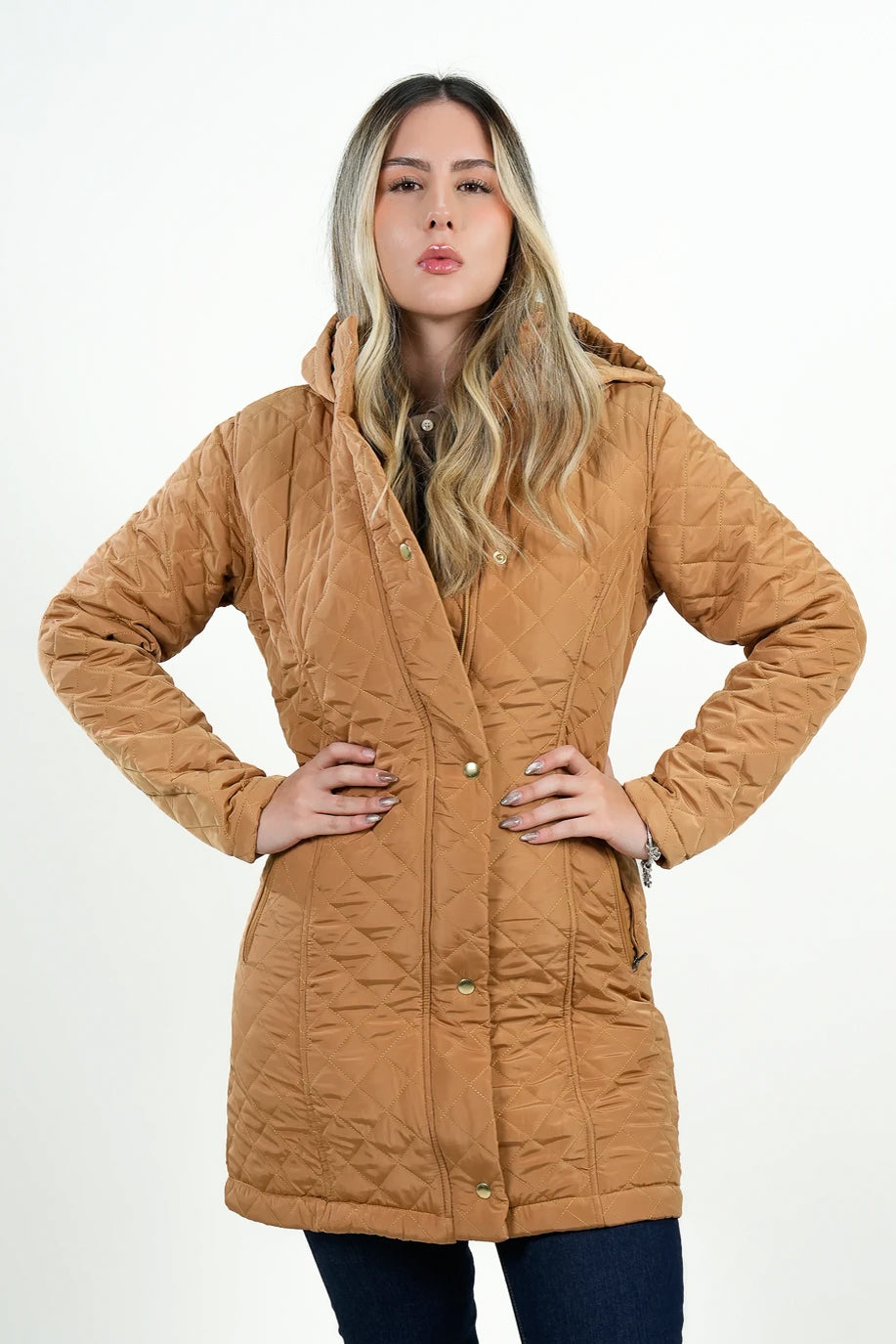 Chaqueta Acolchada Mujer Camel