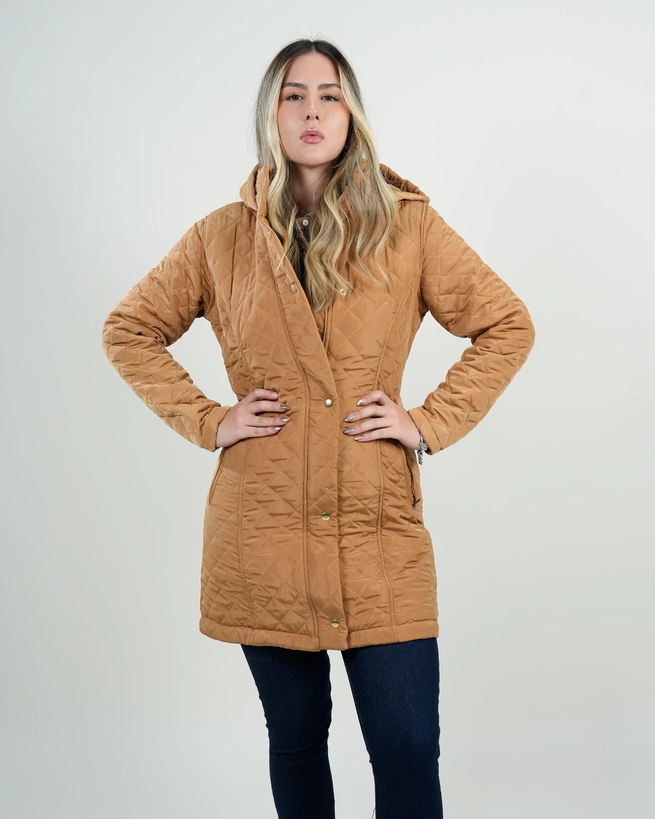 Chaqueta Acolchada Mujer Camel