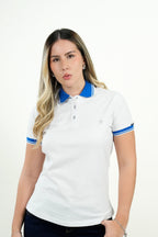 Polo Mujer Blanco con Detalles Azules "Belmont Royal"