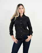 Camisa Mujer Negra Clásica "Midnight Elegance"
