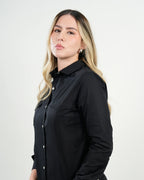 Camisa Mujer Negra Clásica "Midnight Elegance"