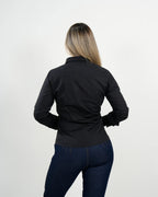 Camisa Mujer Negra Clásica "Midnight Elegance"