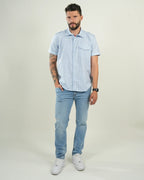 Camisa Nápoles Cuadros Celeste