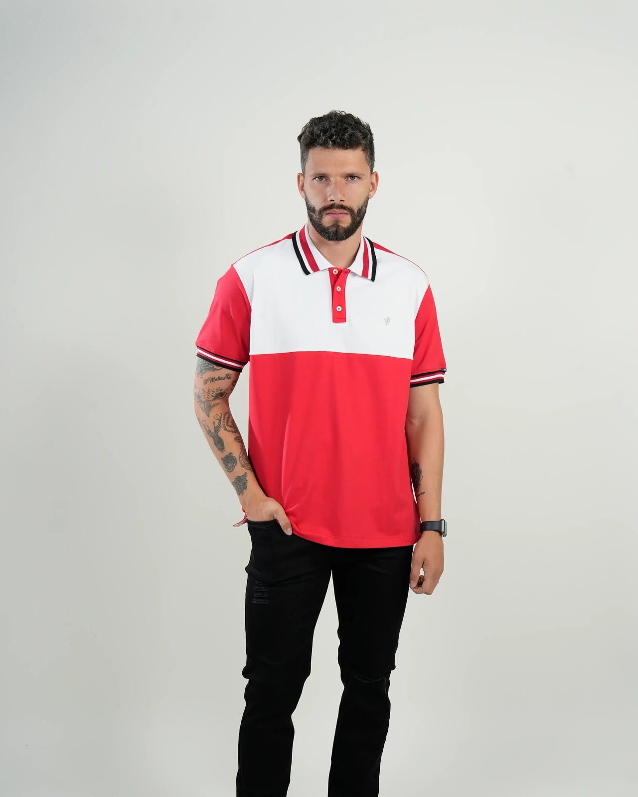 Polo Riviera Bicolor Rojo & Blanco