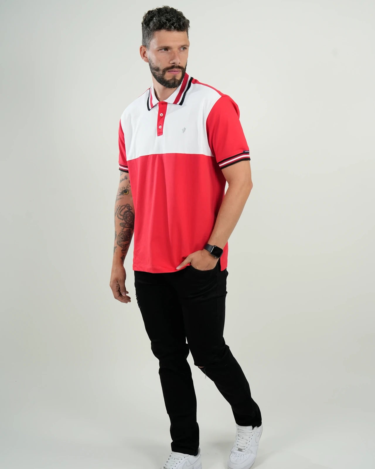 Polo Riviera Bicolor Rojo & Blanco