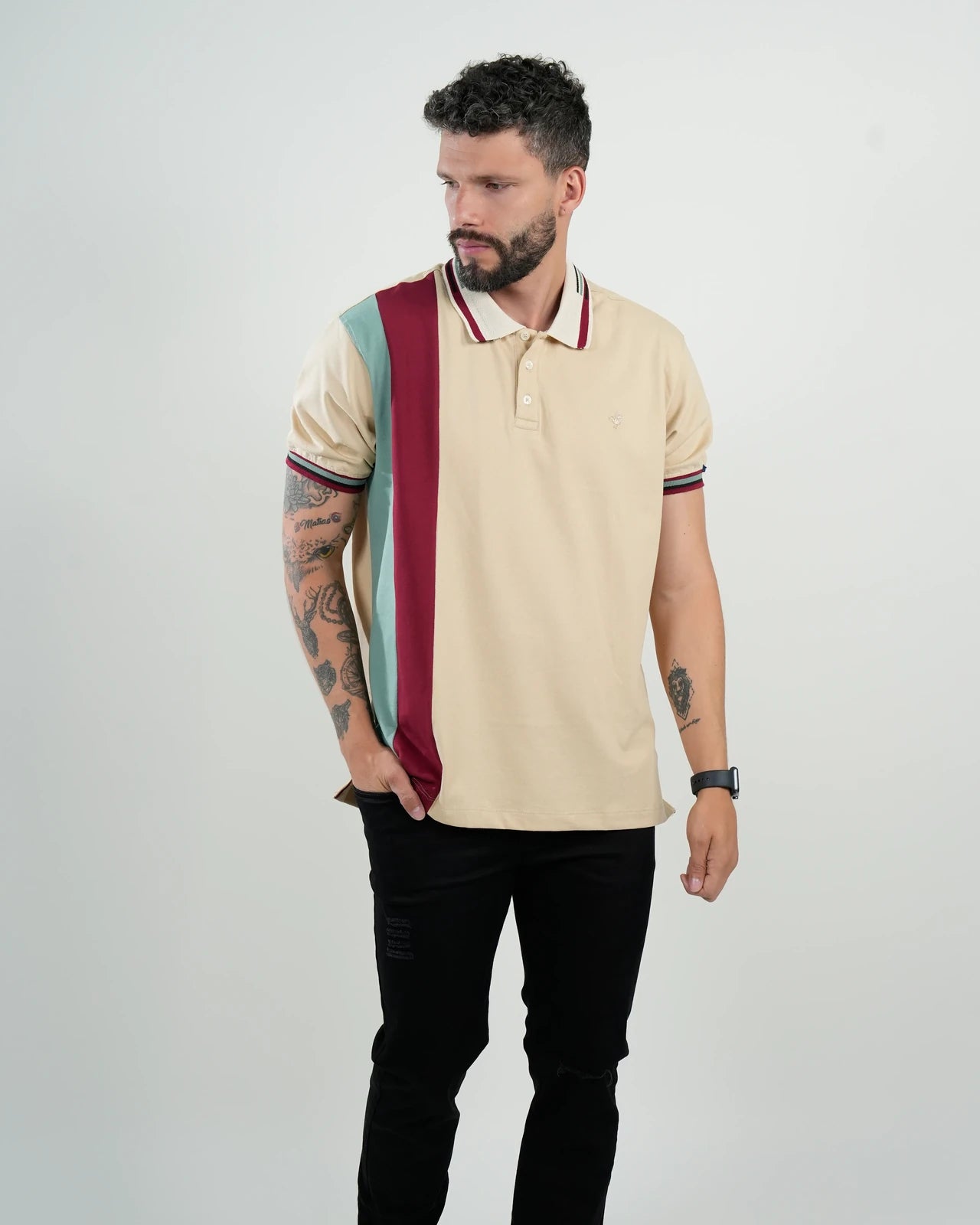 Polo Riviera Tricolor Beige, Vino & Verde