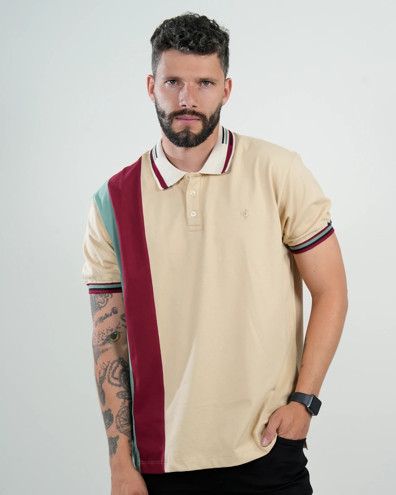 Polo Riviera Tricolor Beige, Vino & Verde