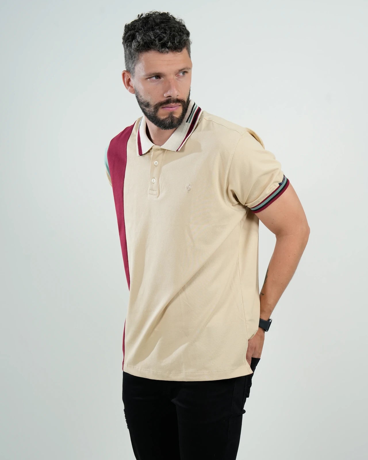 Polo Riviera Tricolor Beige, Vino & Verde