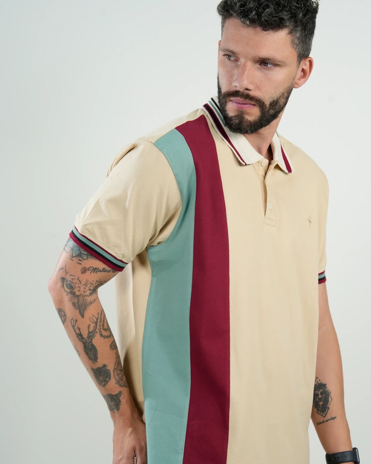 Polo Riviera Tricolor Beige, Vino & Verde